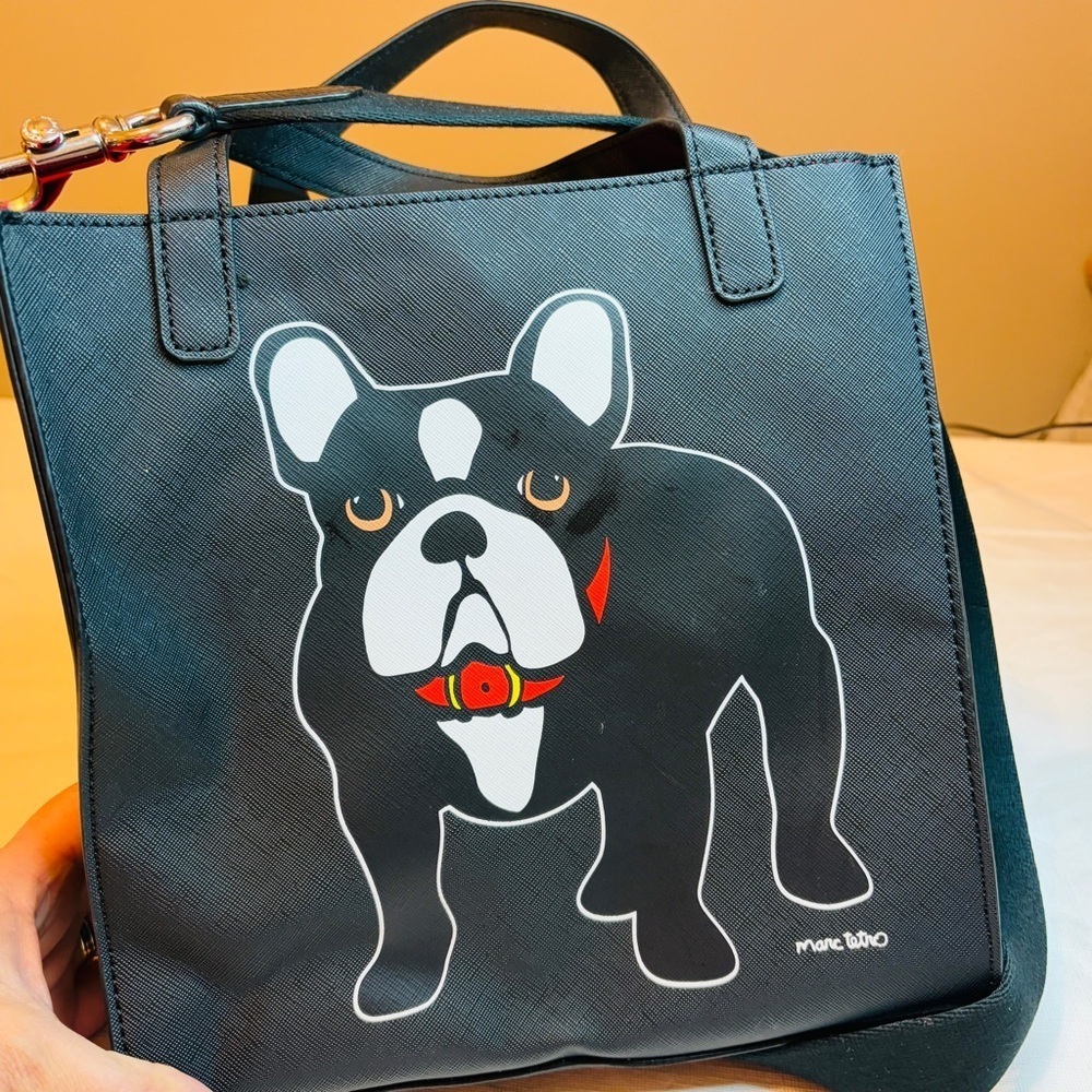Stylish Black Crossbody Bag with Dog Print - Picture 3 of 9